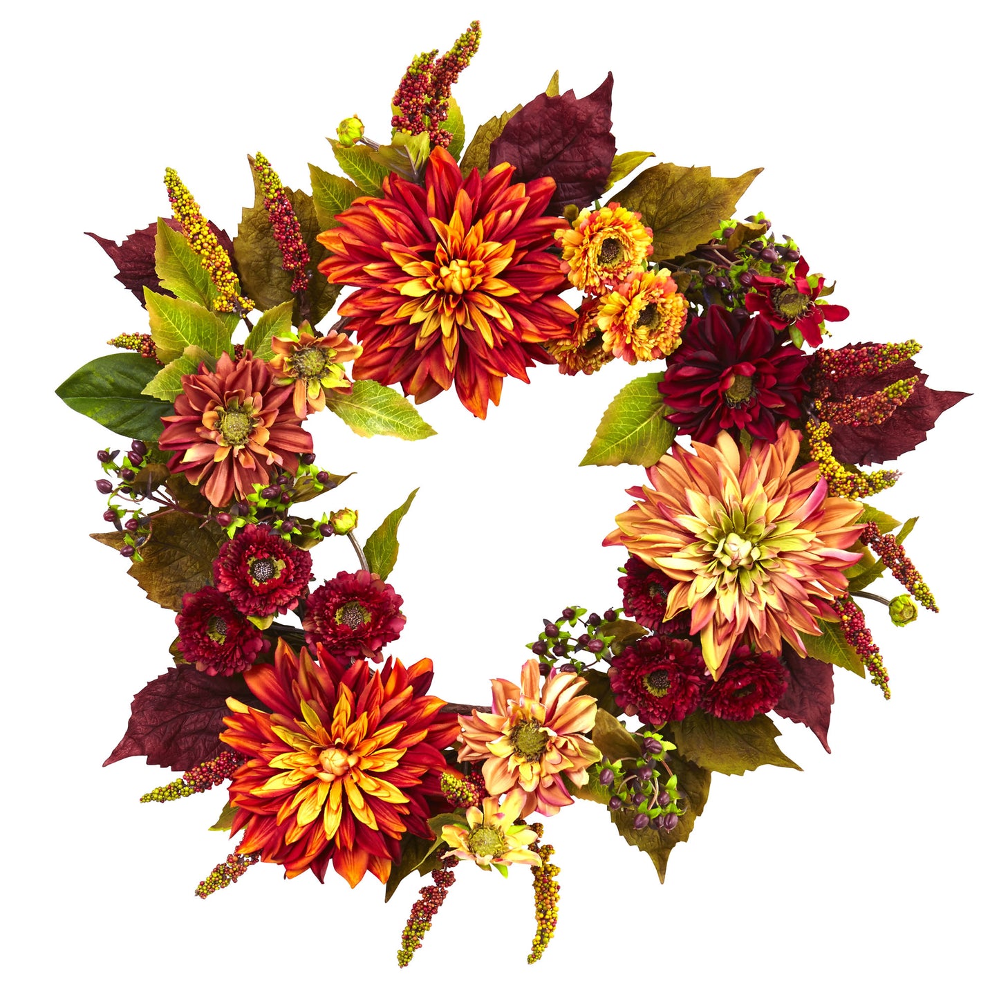 22" Dahlia & Mum Wreath
