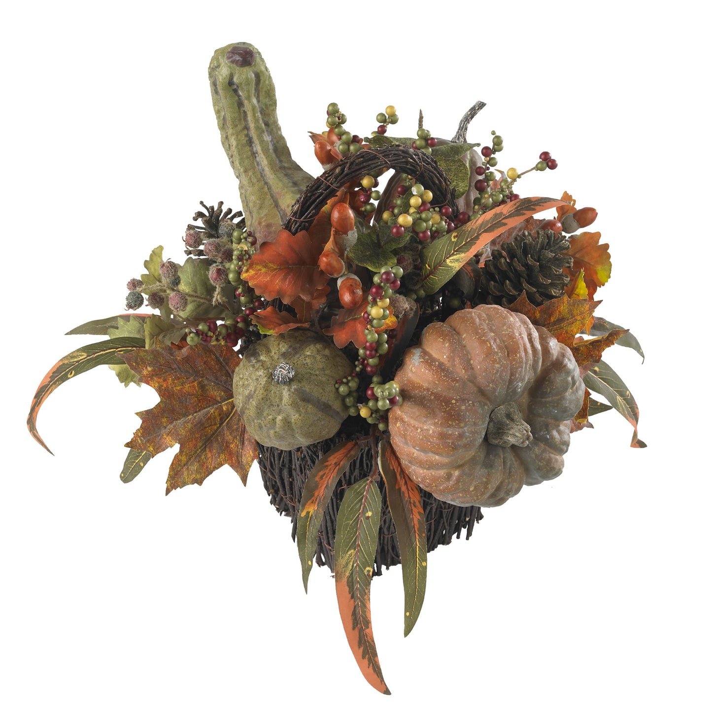 15" Fall Pumpkin & Berry Table Arrangement
