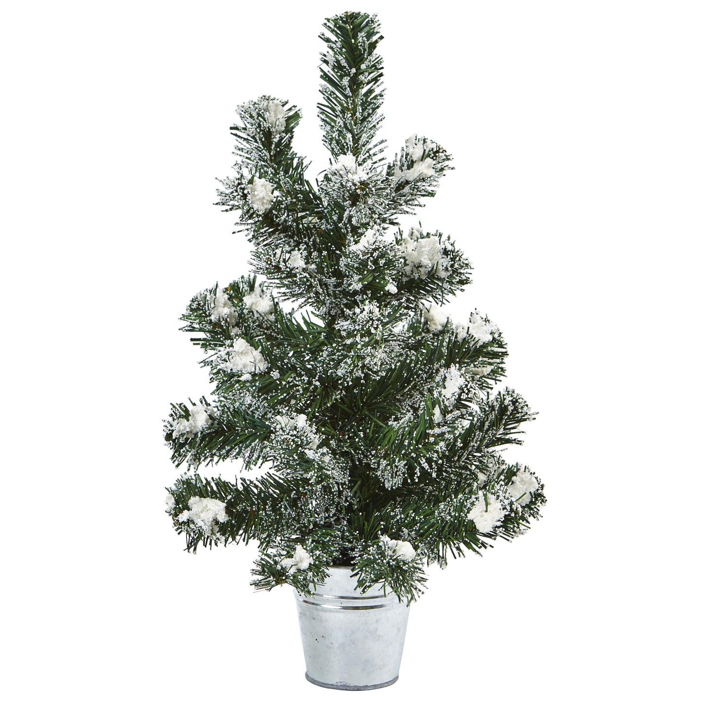 18" Snowy Pine Tree with Tin (Set of 2)