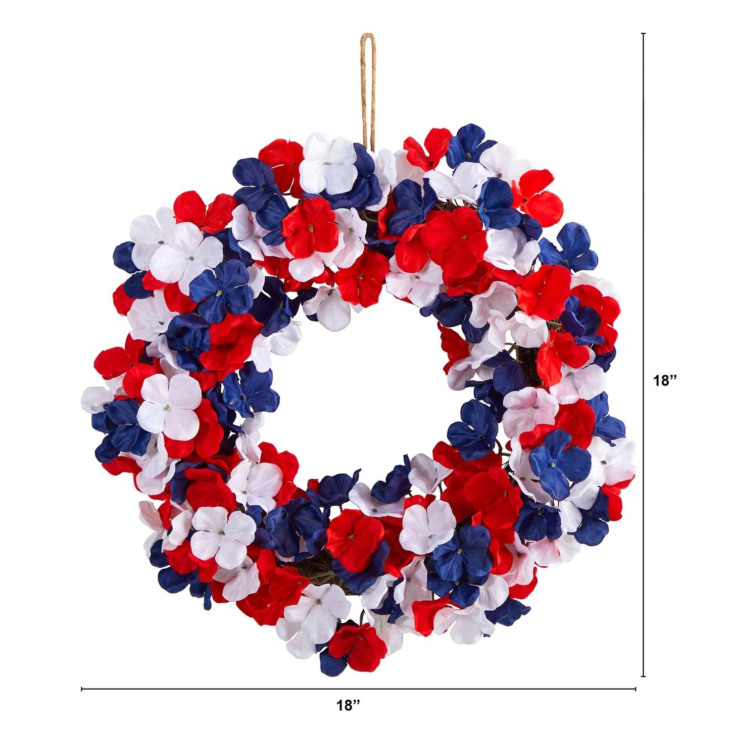 18" Patriotic Hydrangea Wreath
