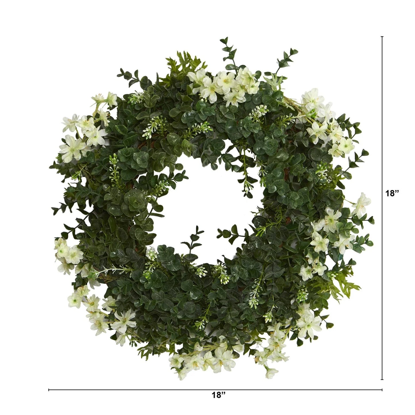 18" Eucalyptus and Dancing Daisy Wreath with Twig Base