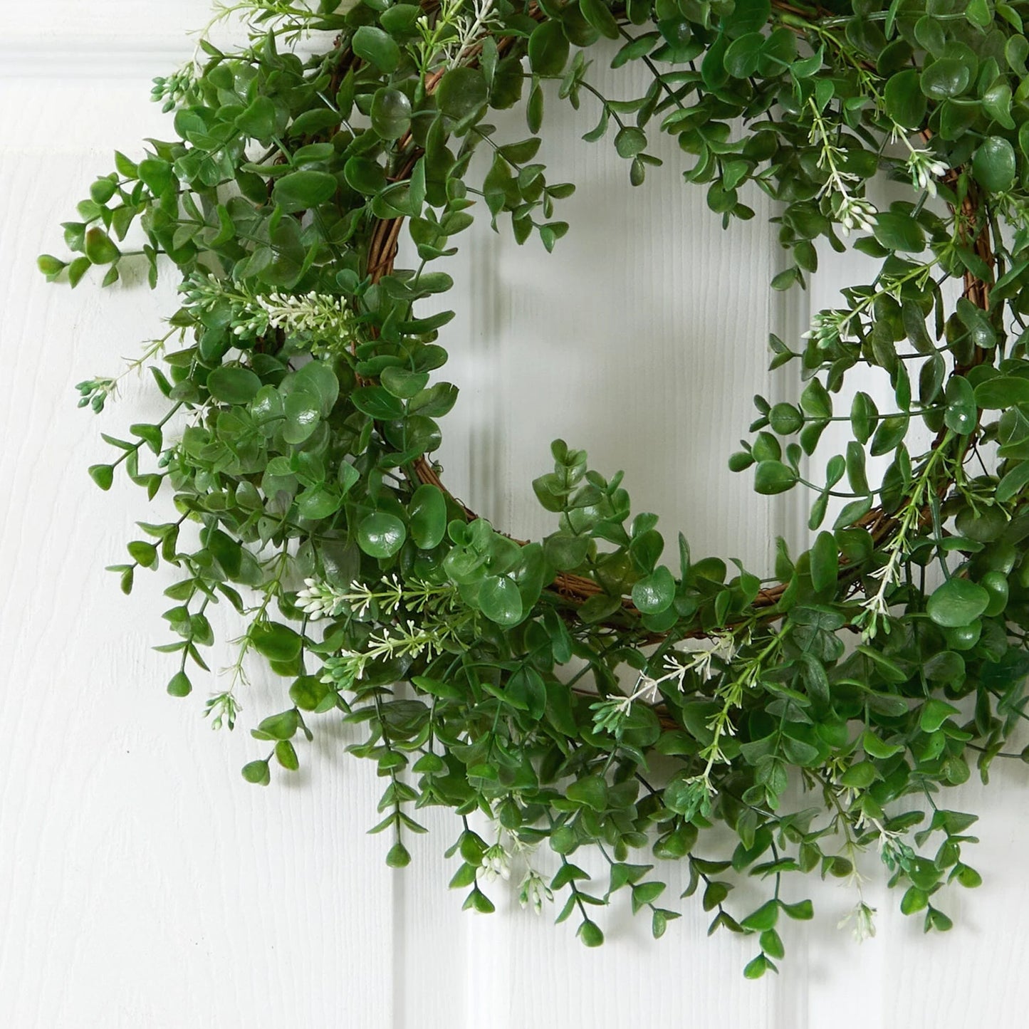 18" Eucalyptus Double Ring Wreath w/Twig Base