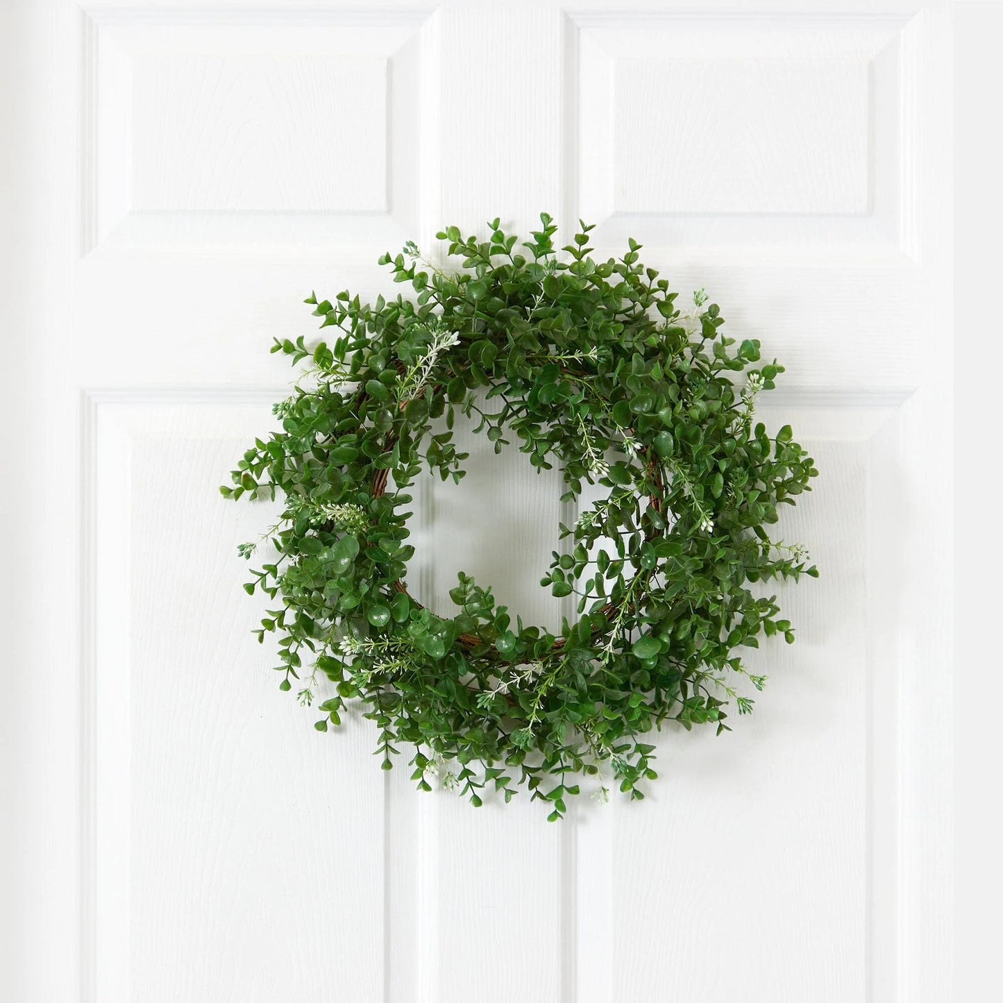 18" Eucalyptus Double Ring Wreath w/Twig Base