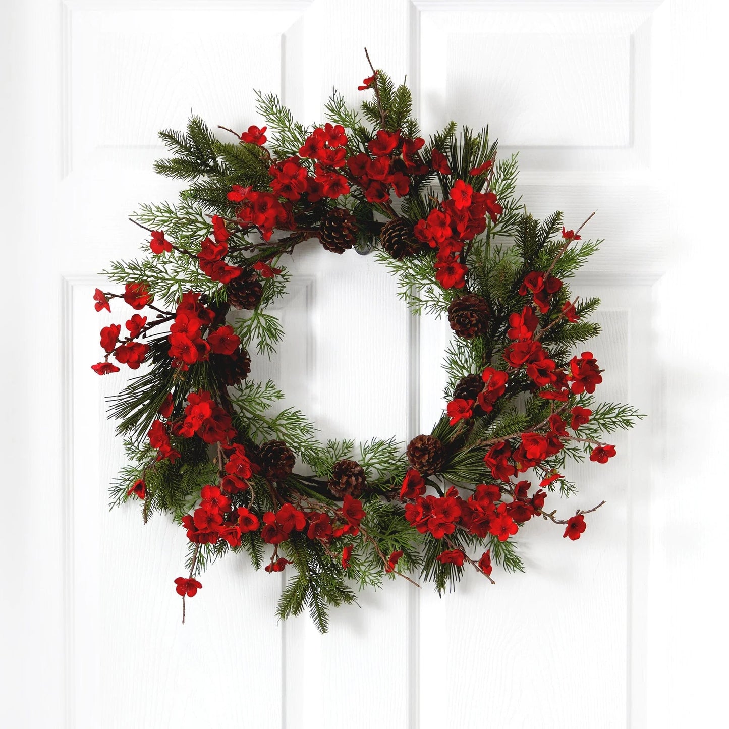 24" Plum Blossom Pine Wreath