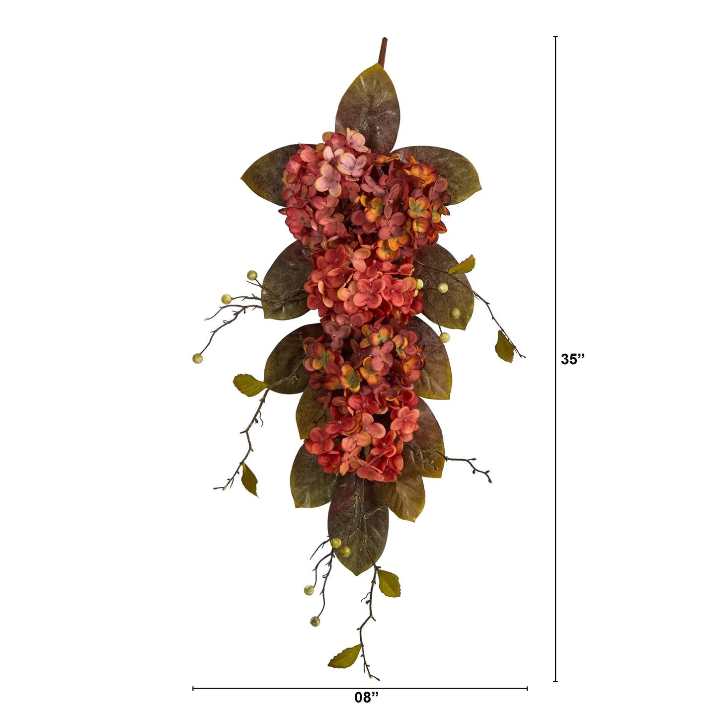35" Autumn Hydrangea and Berry Artificial Fall Tear Drop