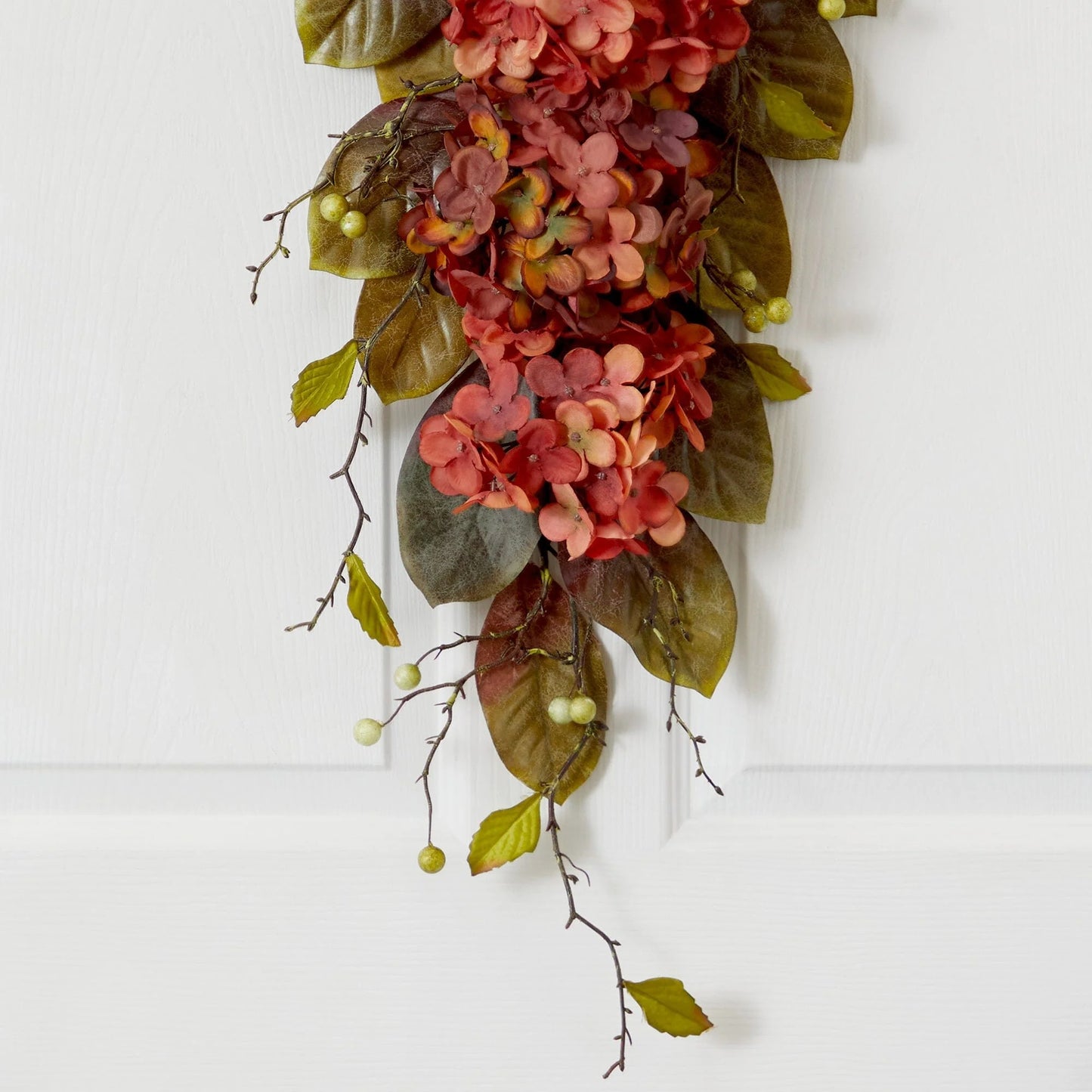 35" Autumn Hydrangea and Berry Artificial Fall Tear Drop