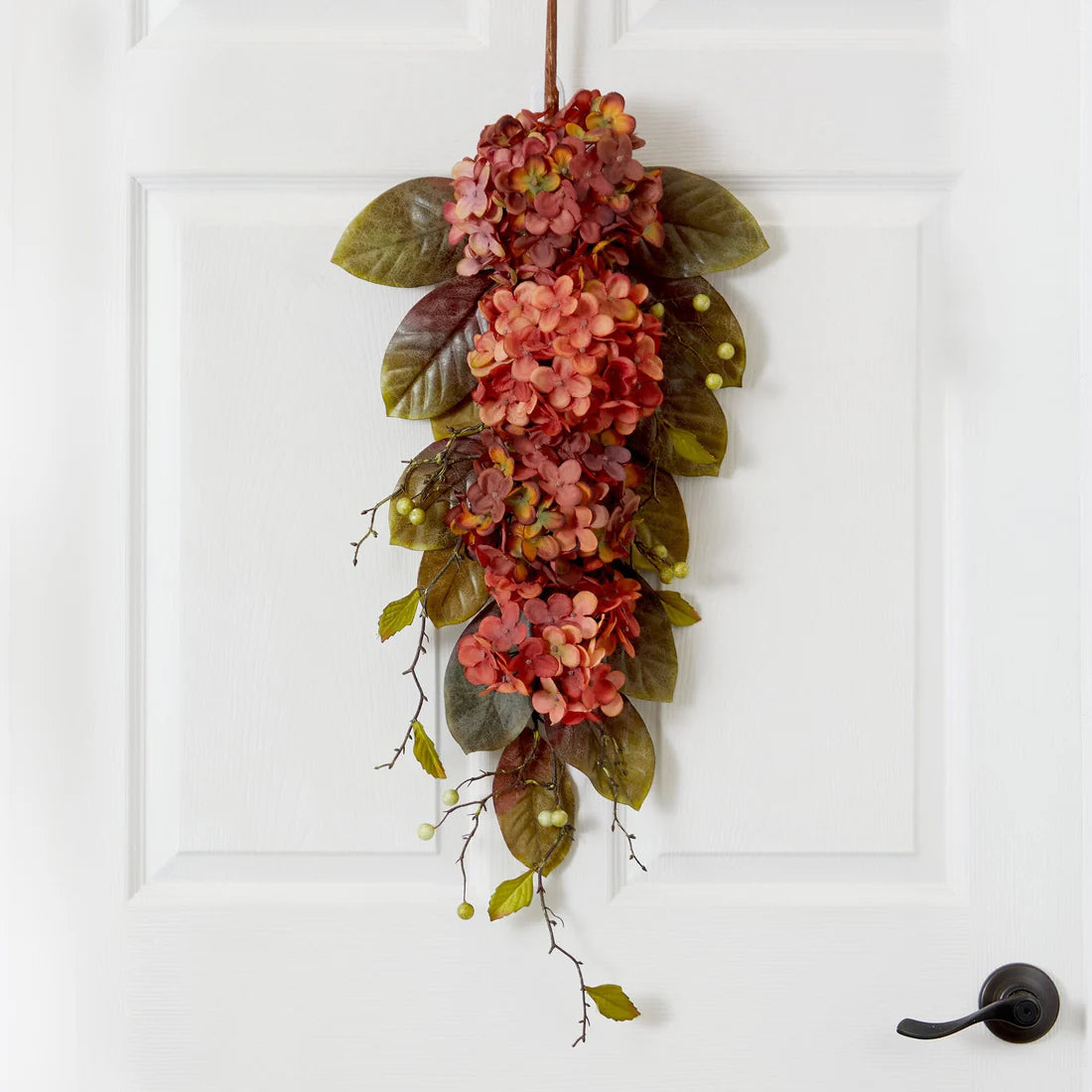 35" Autumn Hydrangea and Berry Artificial Fall Tear Drop