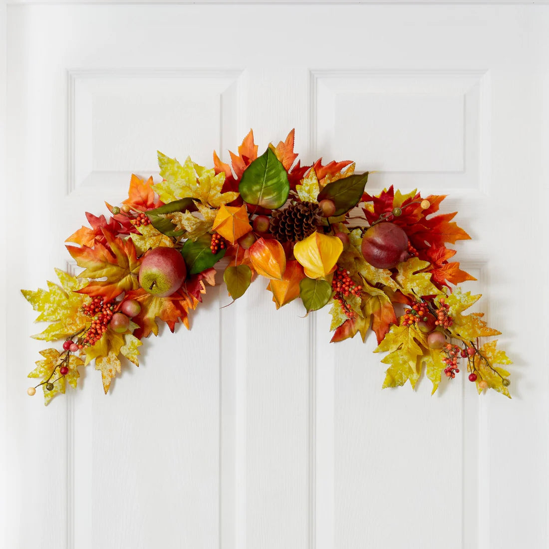 38" Autumn Maple Leaf Berry Artificial Swag