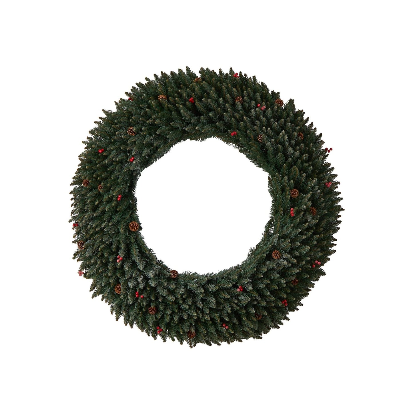 5' Large Flocked Xmas Wreath w/Berries, 400 LEDs & 820 Tips
