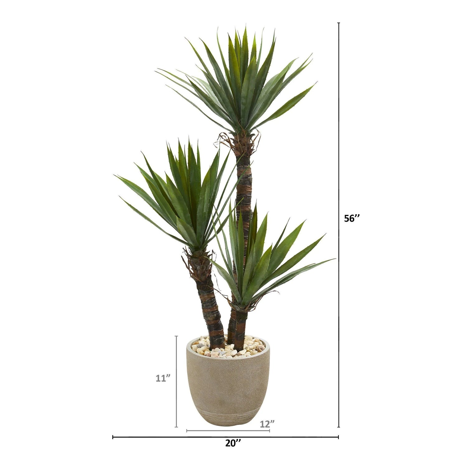 56" Yucca Artificial Tree in Sandstone Planter