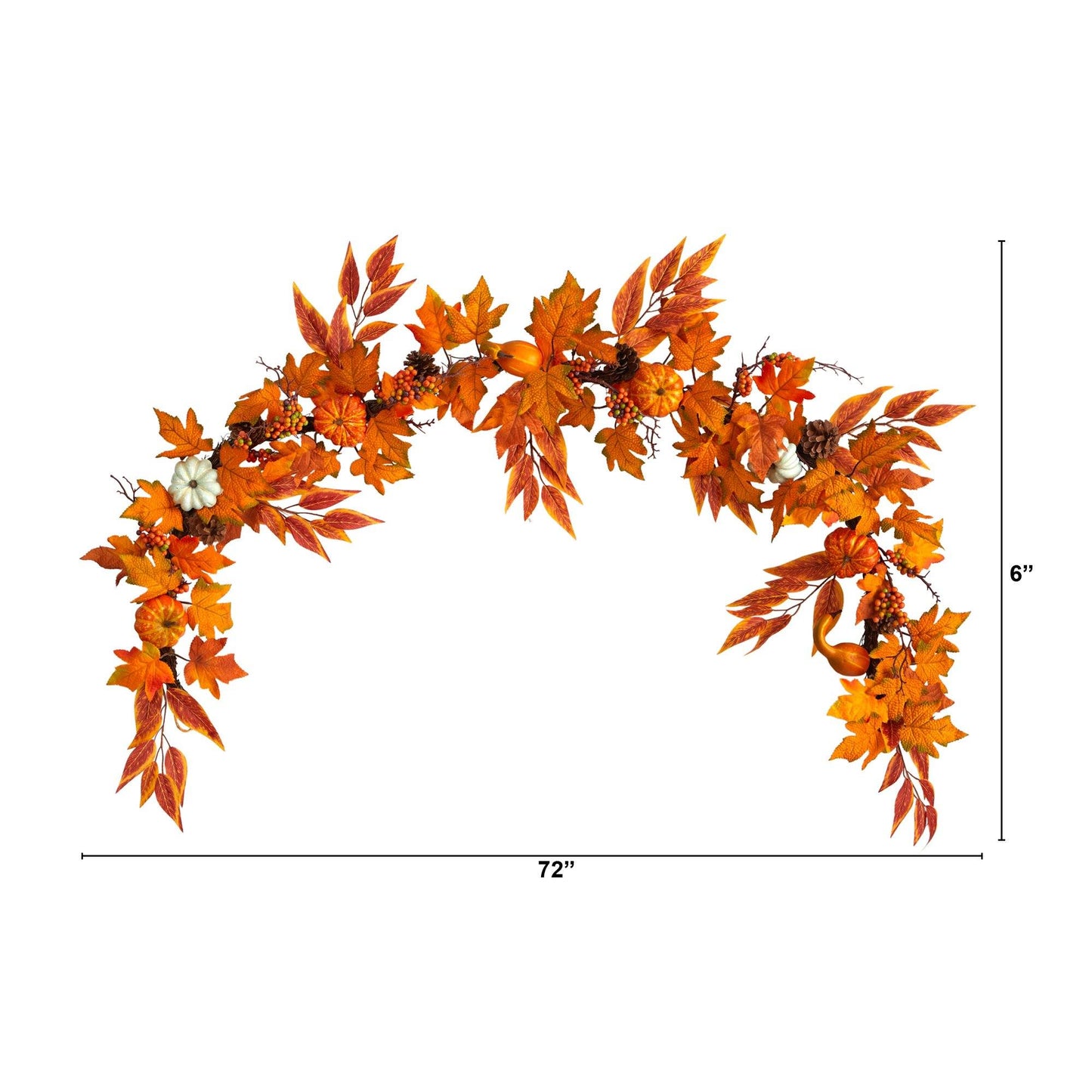 6’ Maple Leave, Pumpkin and Pinecone Artificial Garland