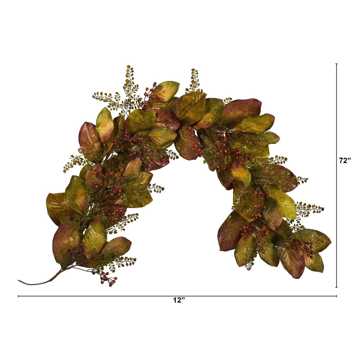 6' Autumn Magnolia Leaf and Berries Artificial Garland