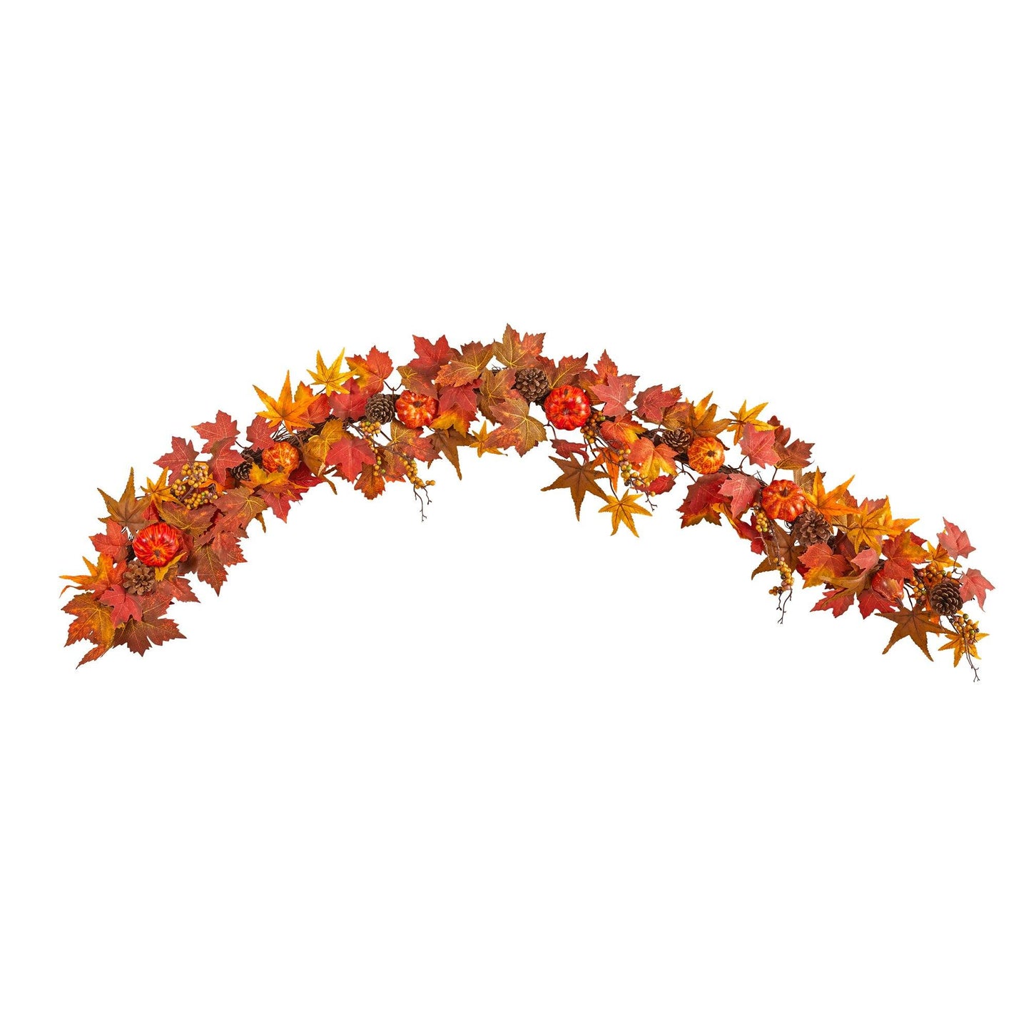 6’ Maple Leaf, Pumpkin, Gourd and Berry Fall Garland