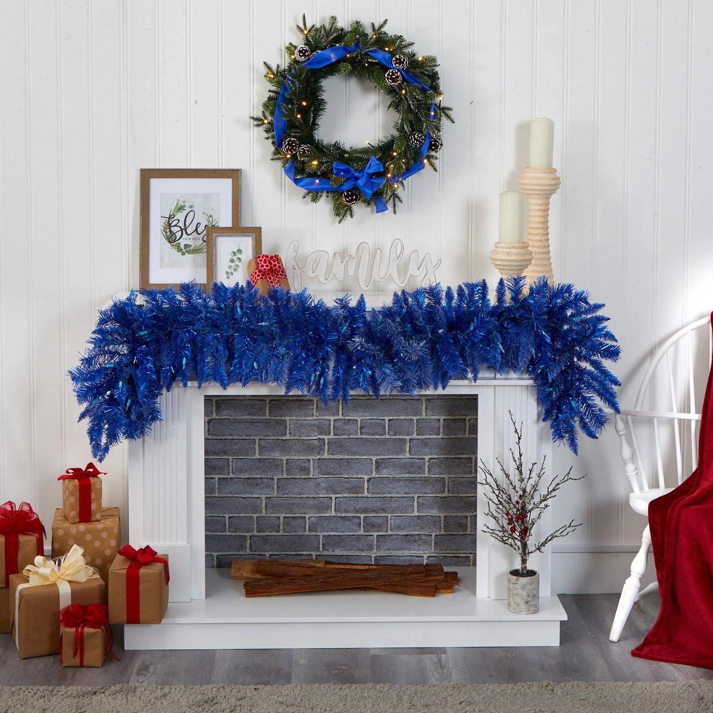6' x 12" Blue Garland with 140 TIPS and 50 Lights