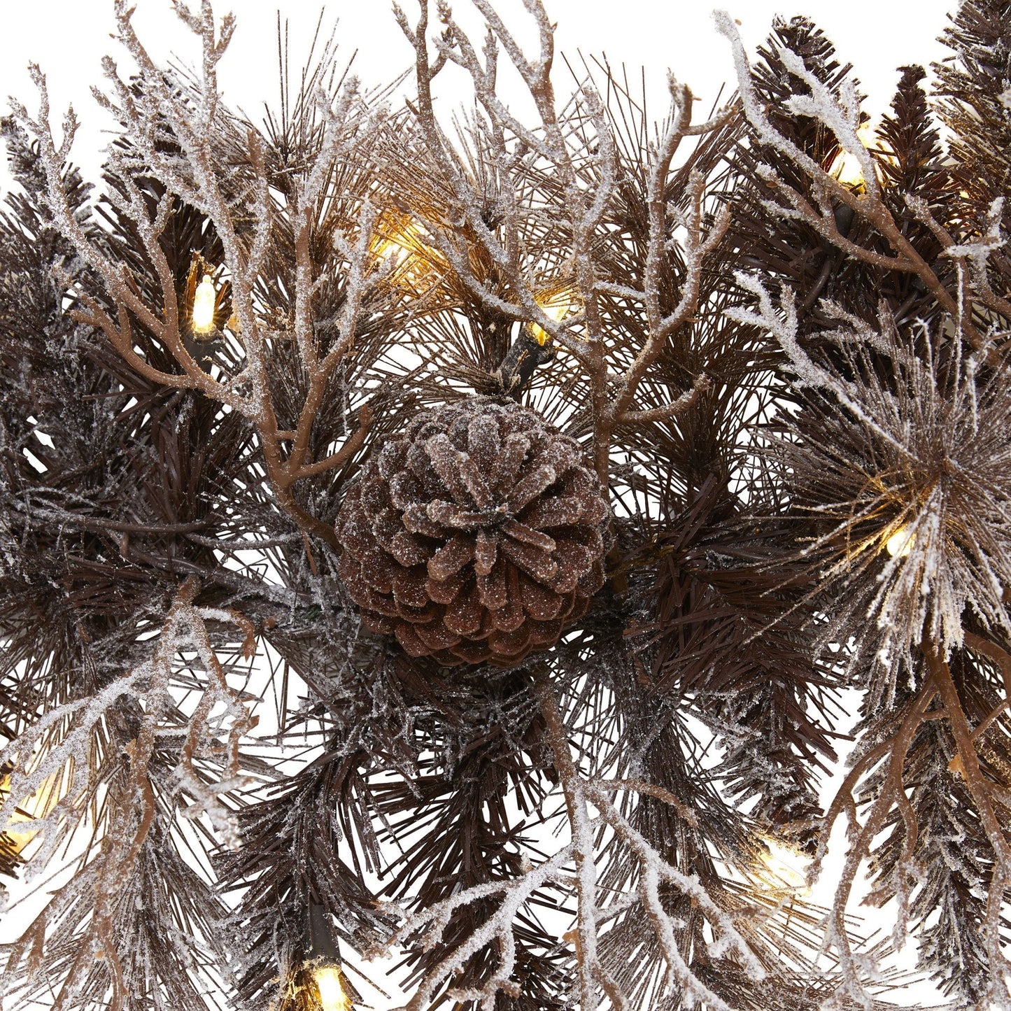 6' Flocked Xmas Garland w/50 LEDs 120 Tips & Pine Cones