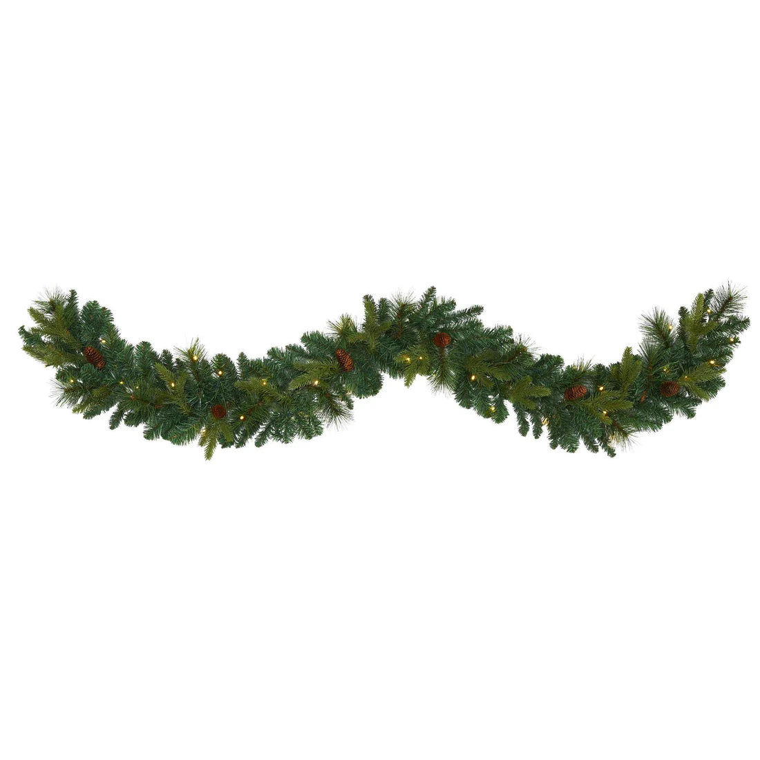 6' Mixed Pine and Pinecone Garland with 35 Clear LED Lights