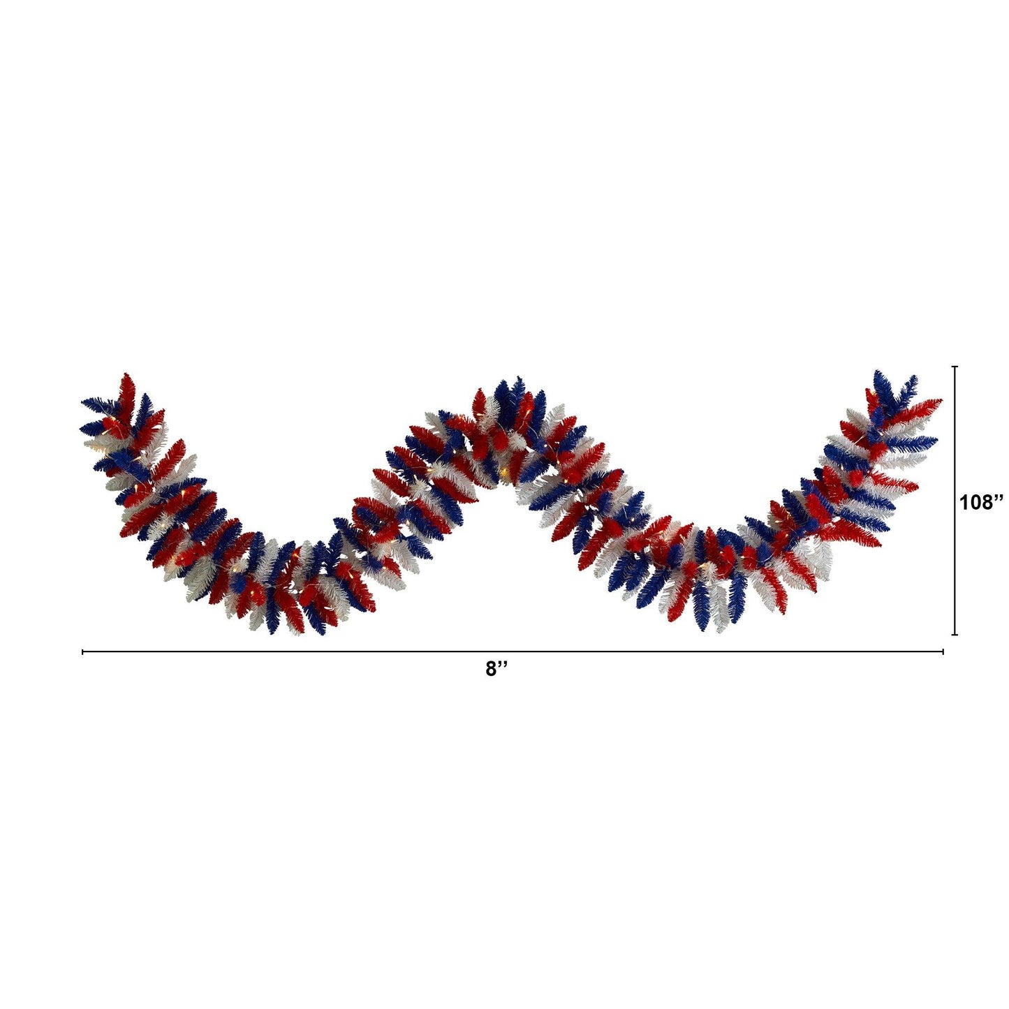 9 Ft. Patriotic Garland with 50 LED Lights