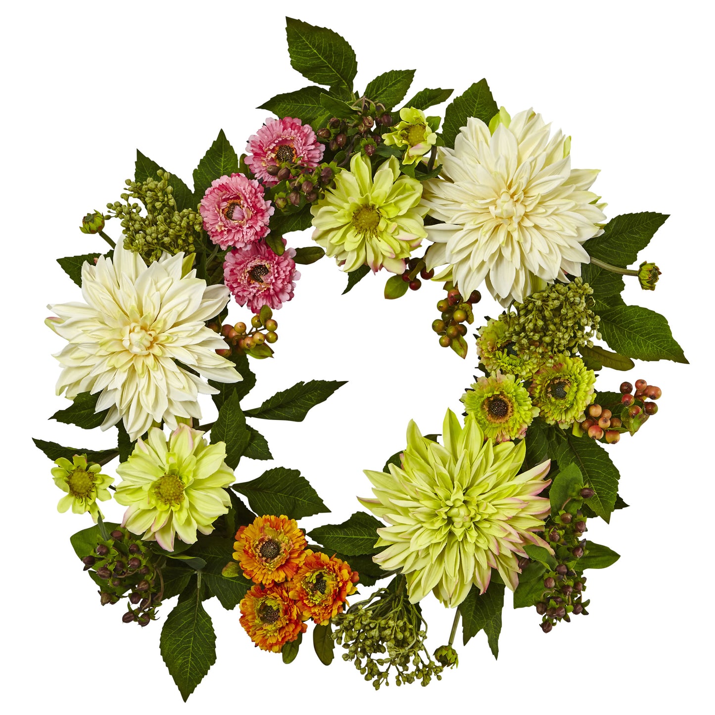 22" Mixed Dahlia and Mum Wreath