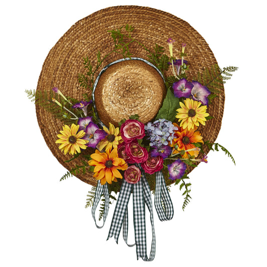 18" Mixed Floral Hat Wreath