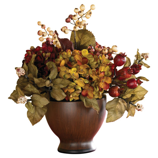 12" Autumn Hydrangea w/Round Vase