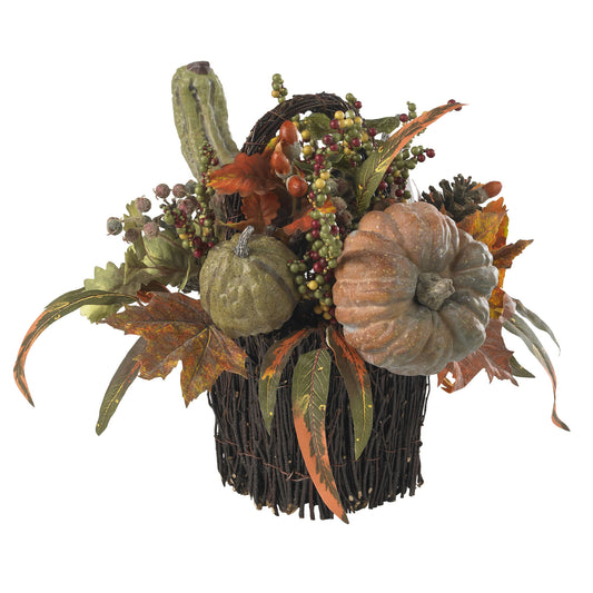 15" Fall Pumpkin & Berry Table Arrangement