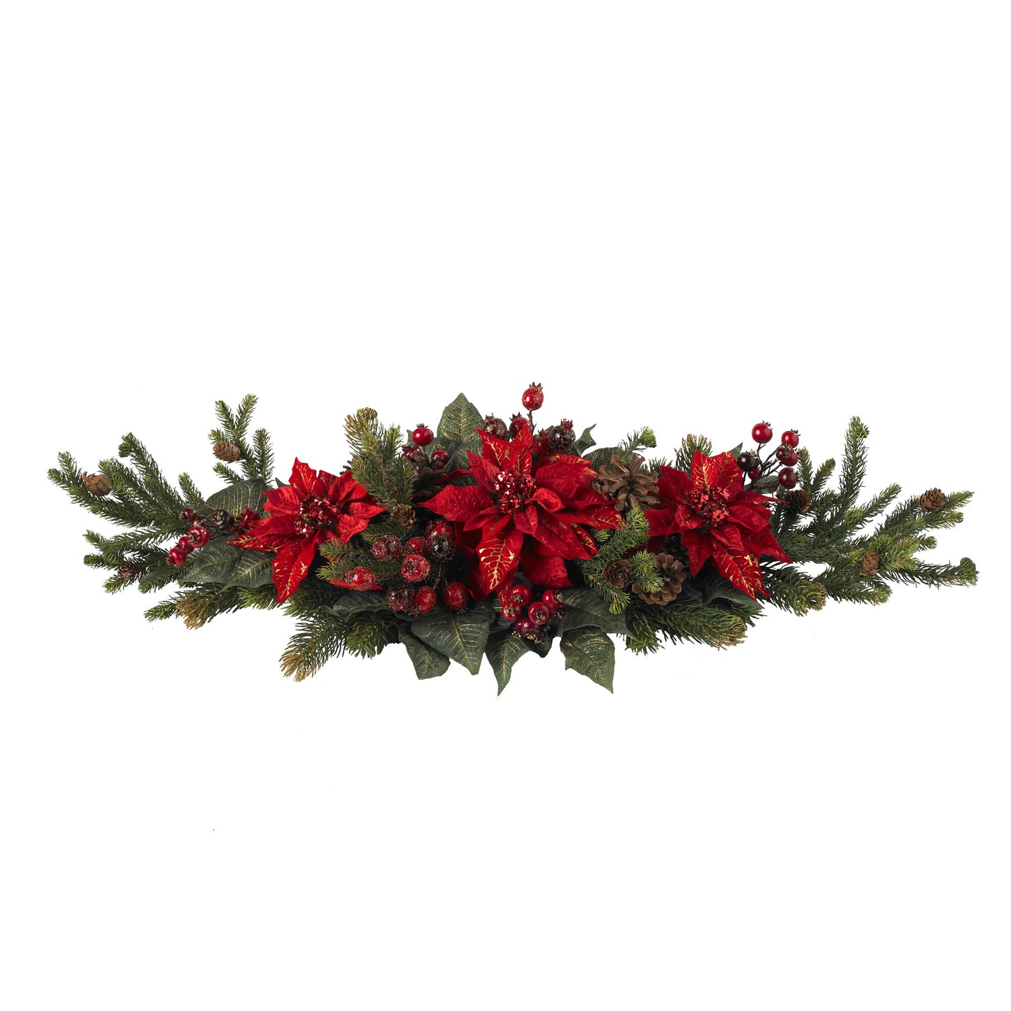 36" Poinsettia & Berry Centerpiece