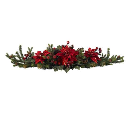 36" Poinsettia & Berry Centerpiece