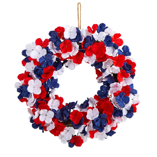 18" Patriotic Hydrangea Wreath