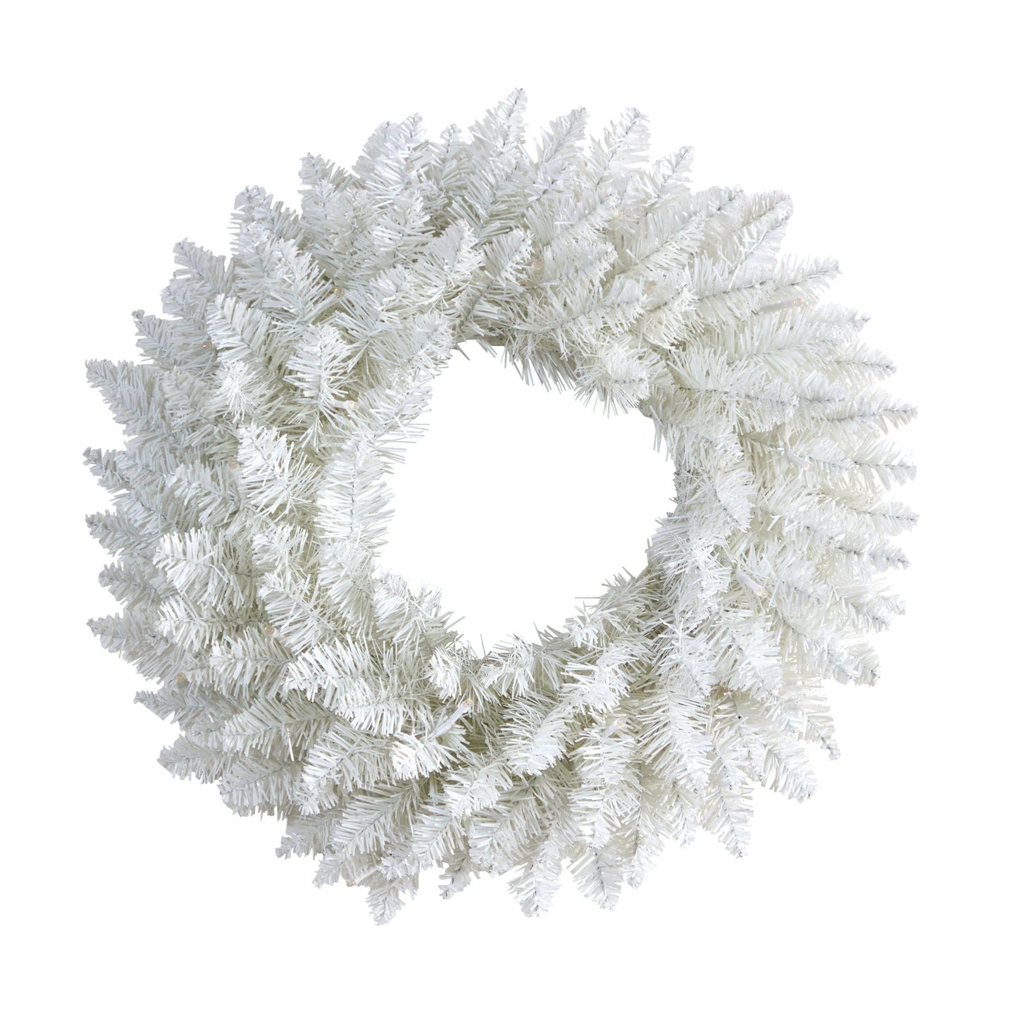 18” White Wreath with 20 LED Lights