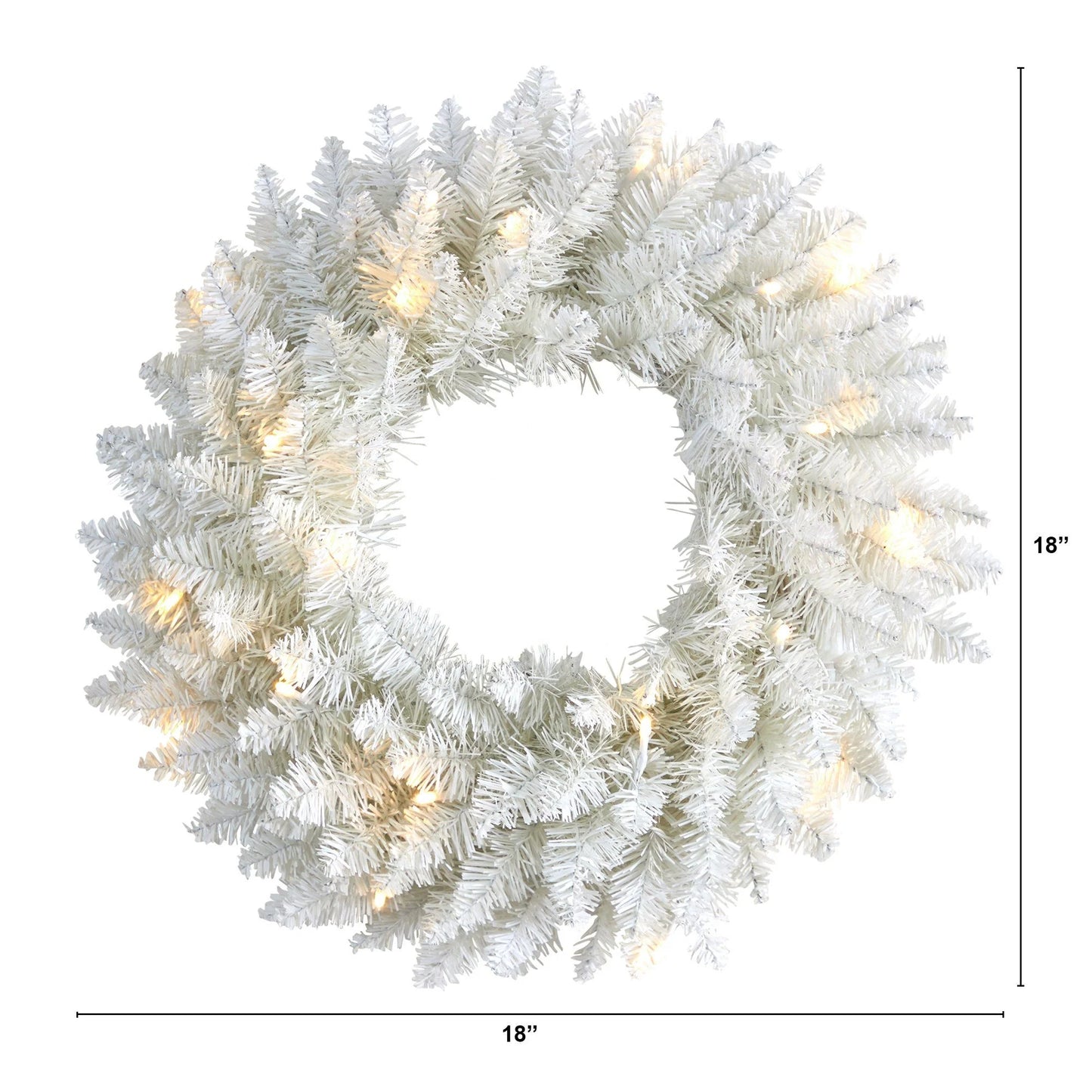 18” White Wreath with 20 LED Lights