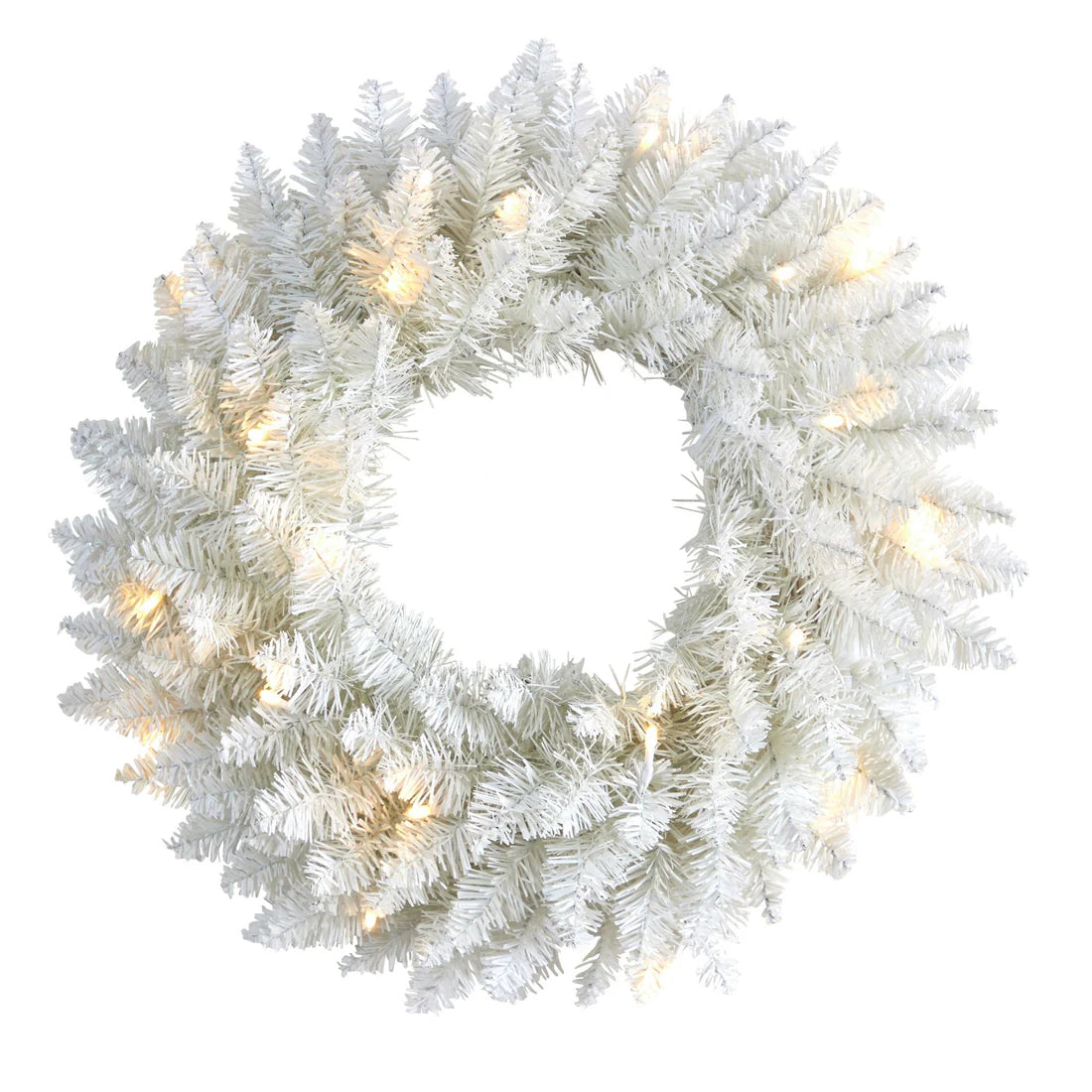 18” White Wreath with 20 LED Lights