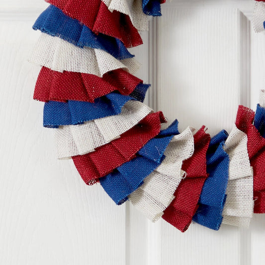 18" Red White and Blue Burlap Wreath