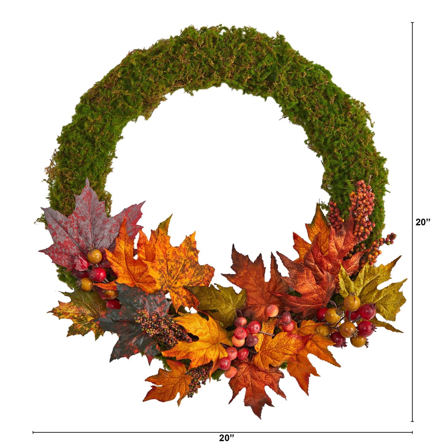 20" Fall Maple Leaf and Berries Artificial Autumn Wreath