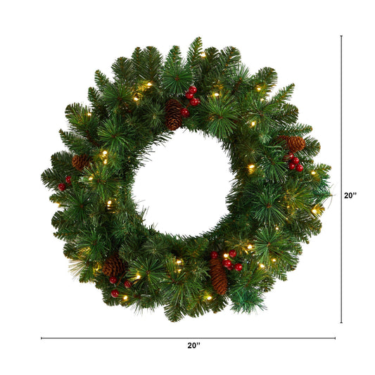 20” Christmas Wreath with 110 Tips and 35 Lights