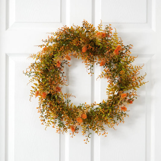 21" Autumn Fern Artificial Wreath