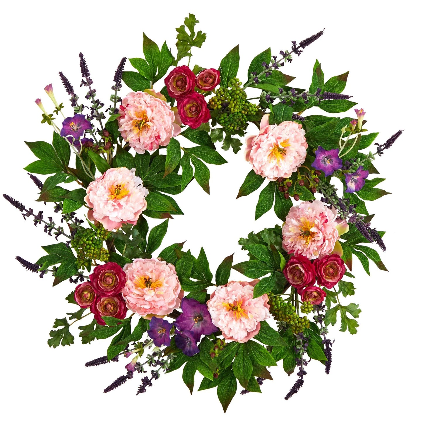 22" Peony Artificial Wreath