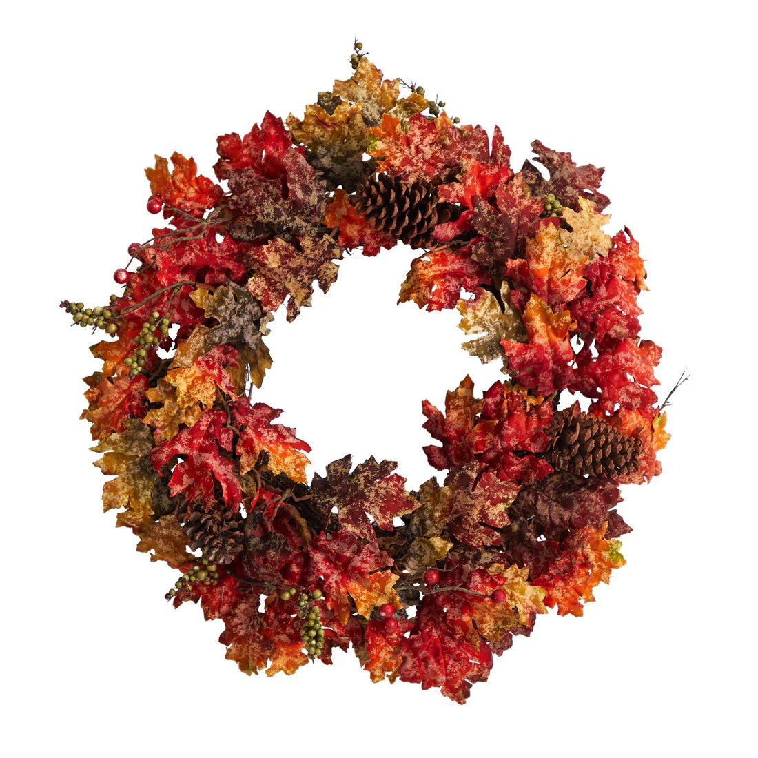 24" Autumn Maple Berries and Pinecone Artificial Wreath