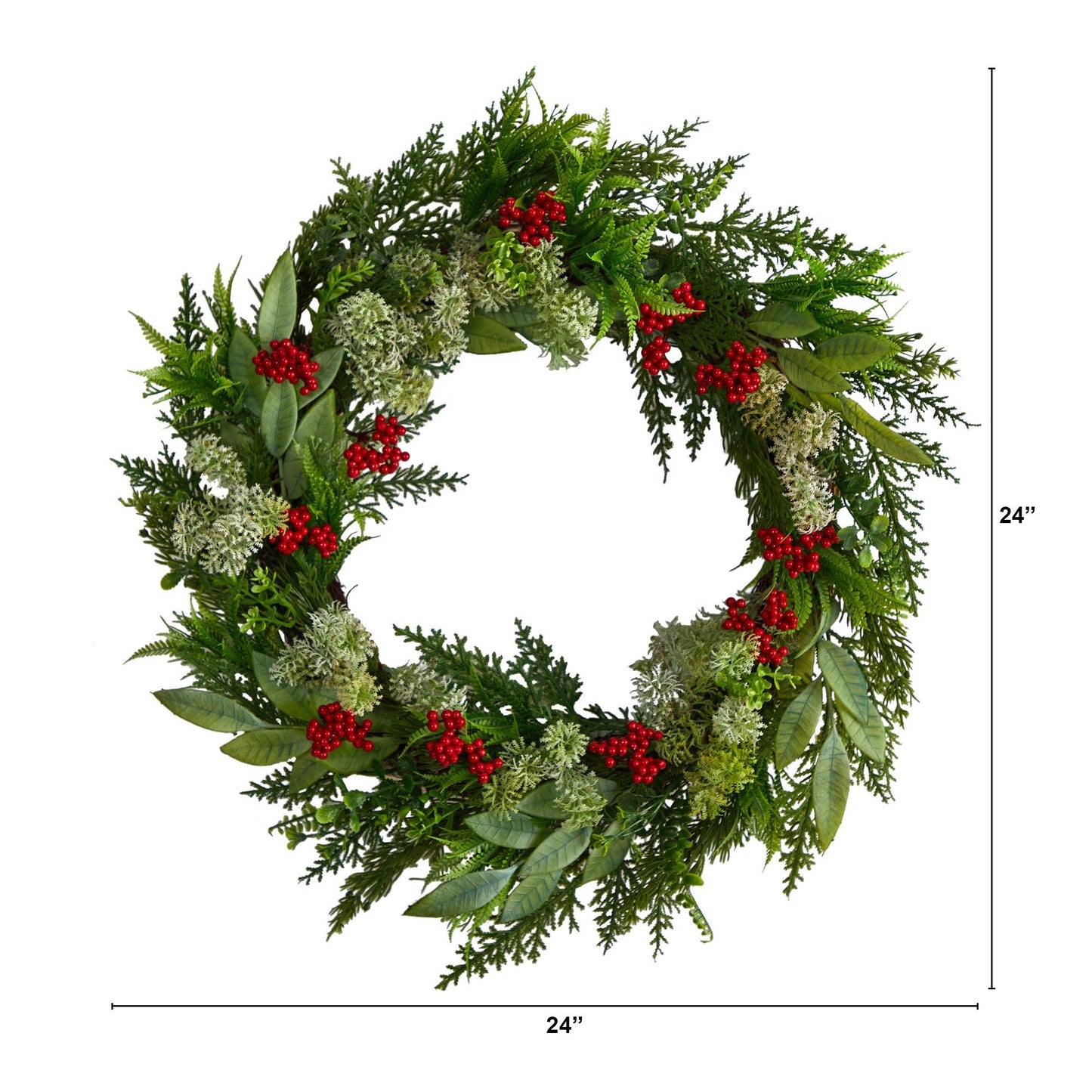 24" Cedar, Eucalyptus and Berries Christmas Wreath