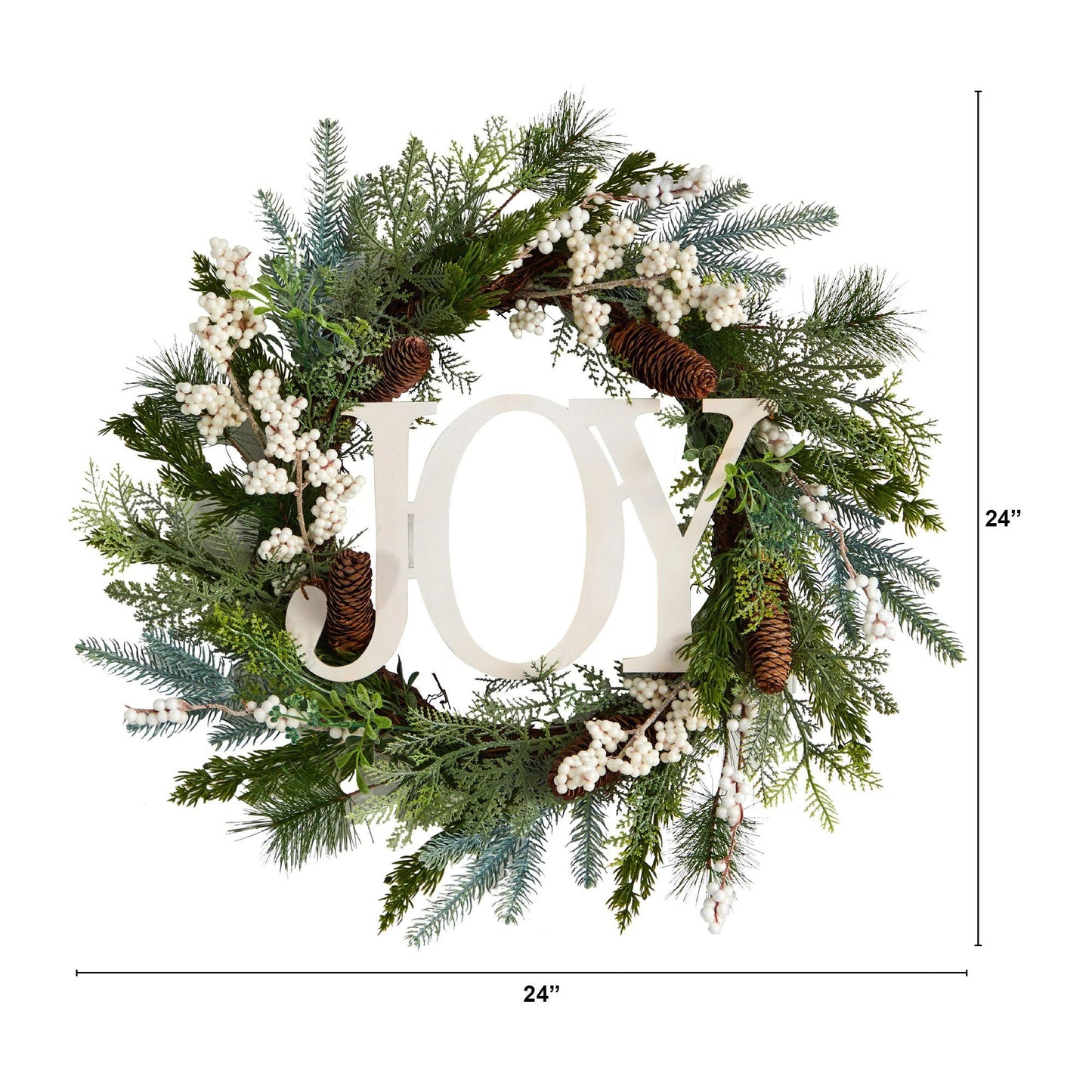 24" Christmas Joy Greenery Holiday Artificial Wreath