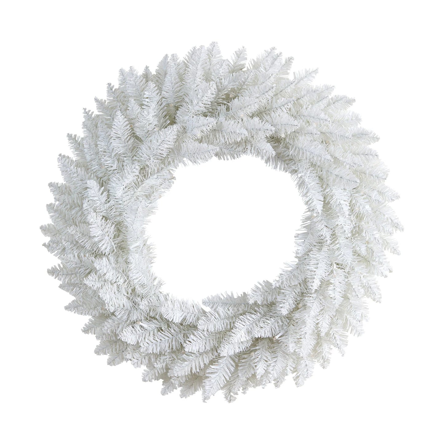 24" White Wreath with 35 LED Lights