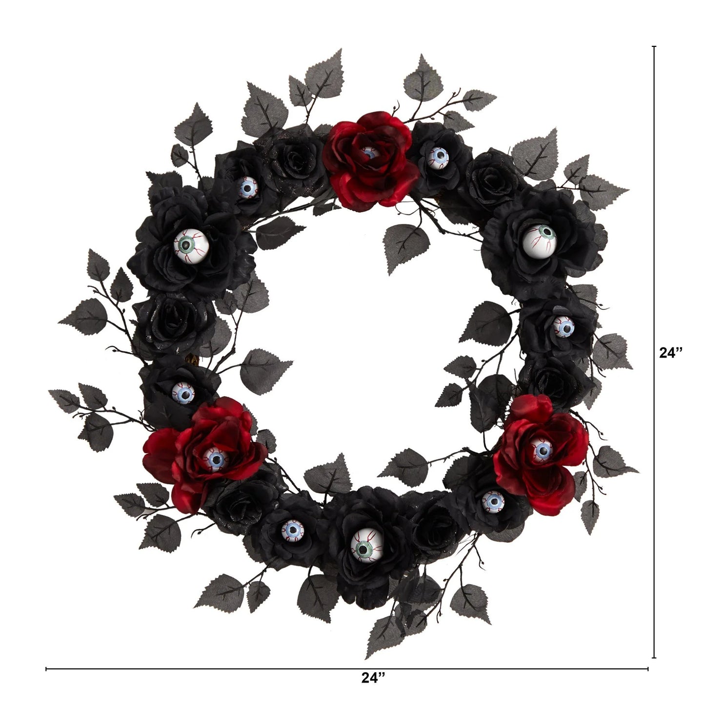 24" Eyeball Rose Halloween Artificial Wreath