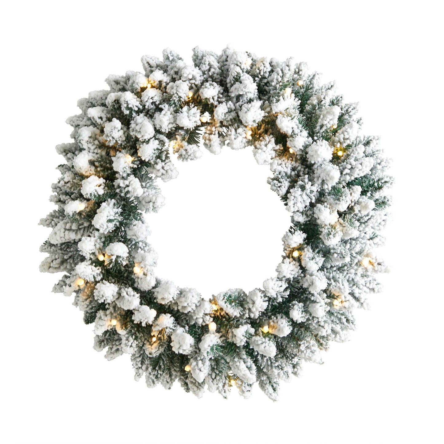 24" Flocked Christmas Wreath with 160 Tips and 35 LEDs