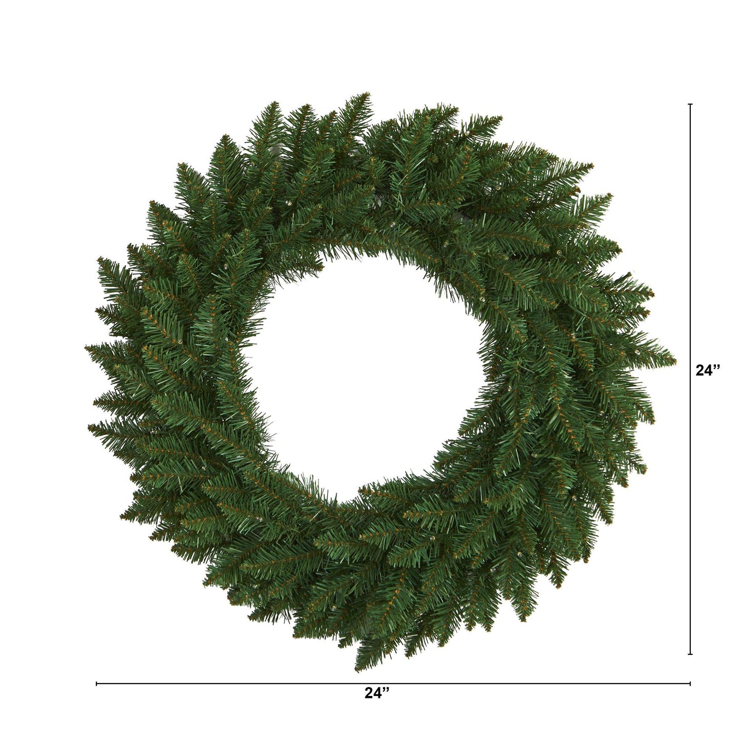 24" Green Pine Christmas Wreath with 35 Clear LED Lights