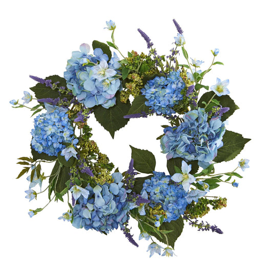 24" Blue Hydrangea Wreath