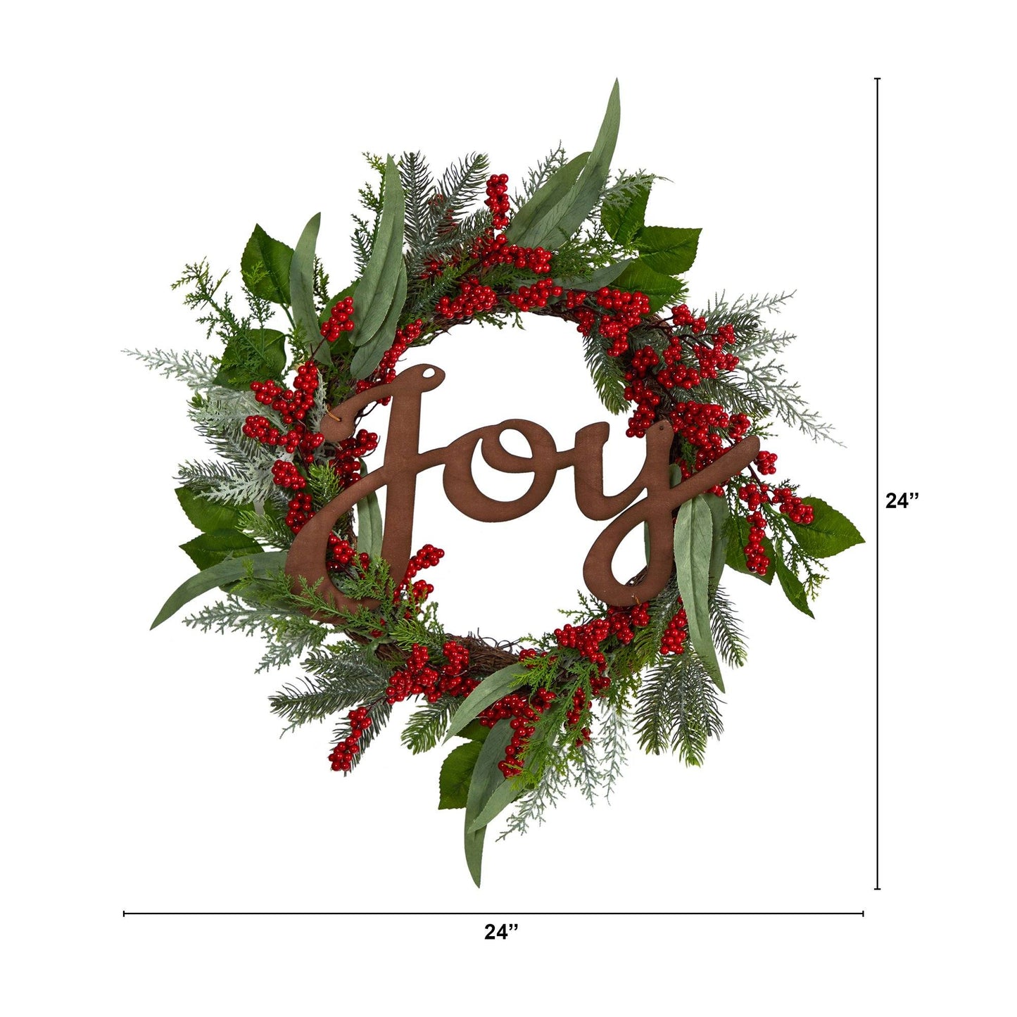 24" Joy and Berries Artificial Christmas Wreath