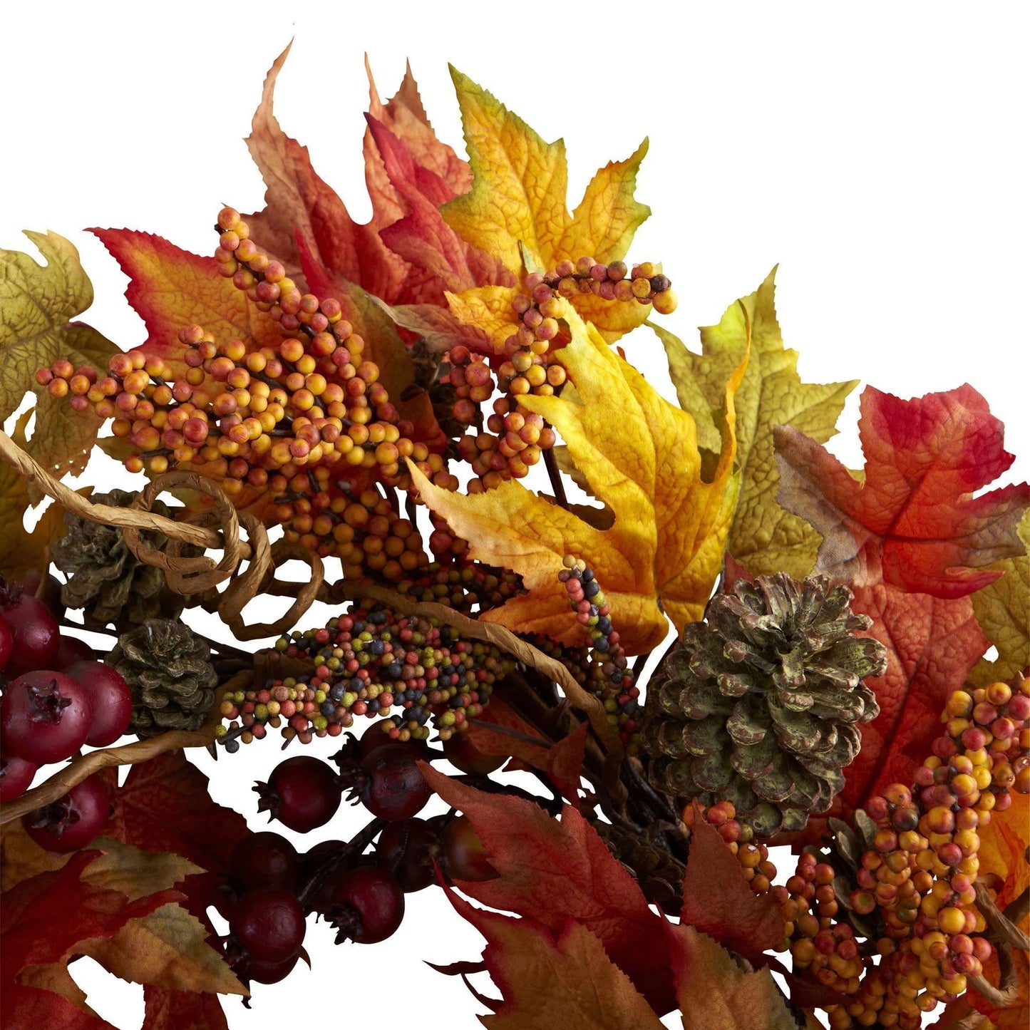 24" Maple Leaves, Pumpkin, Pinecone and Berries Wreath