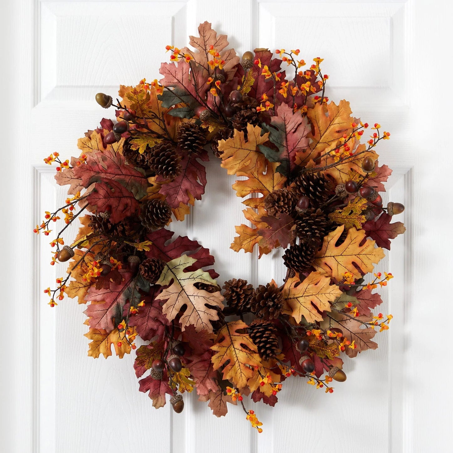 24" Oak Leaf Acorn Pine Cone Wreath