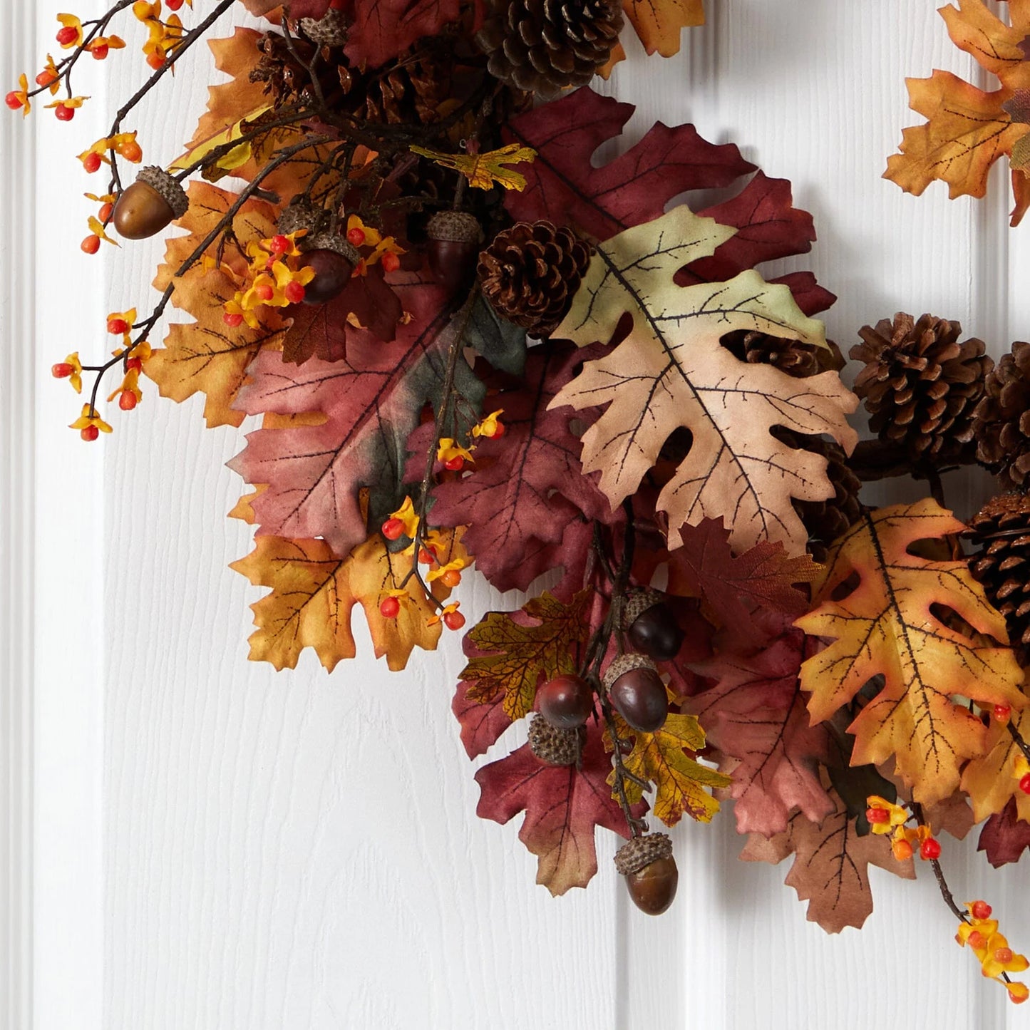 24" Oak Leaf Acorn Pine Cone Wreath