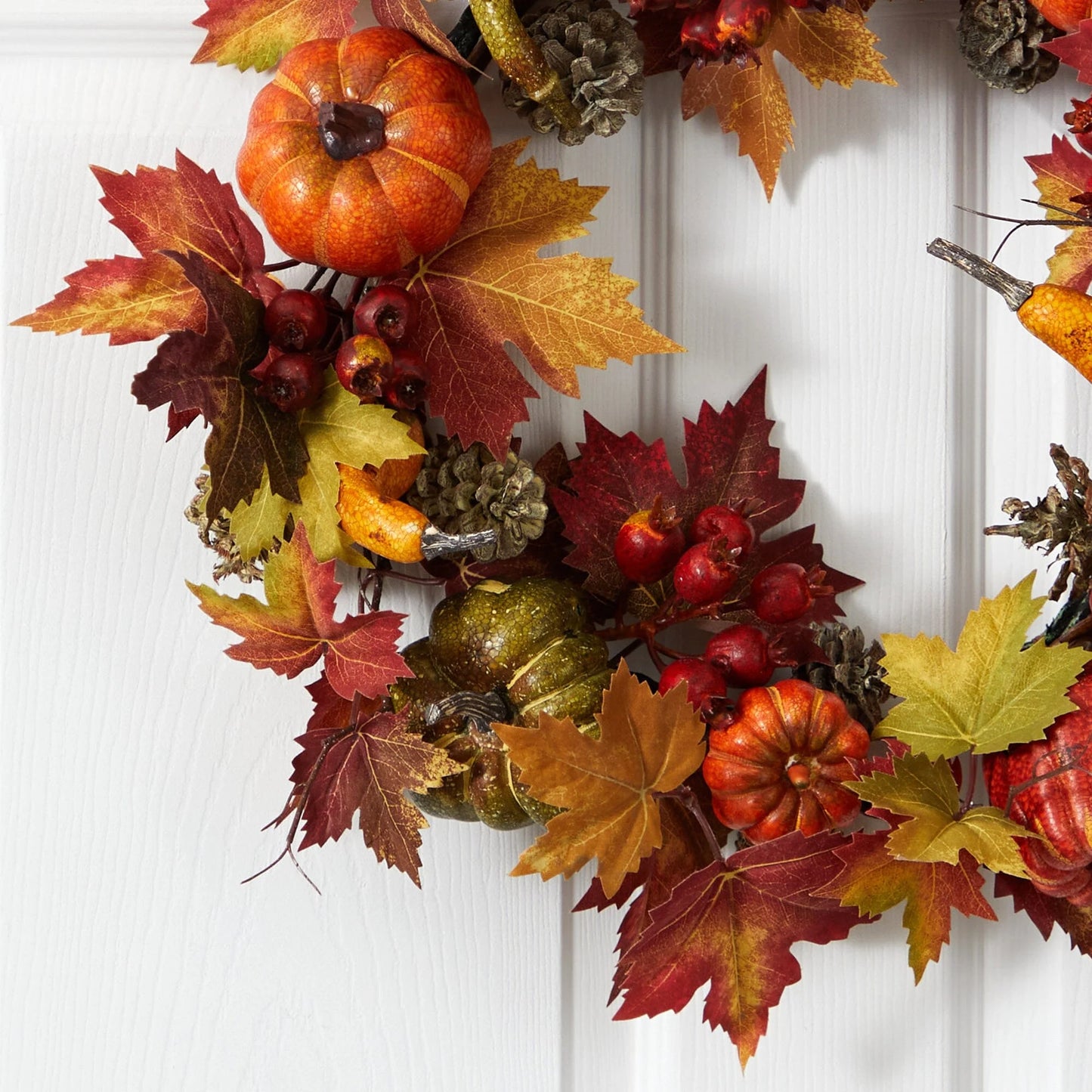 24" Pumpkin Gourd Berry and Maple Leaf Wreath