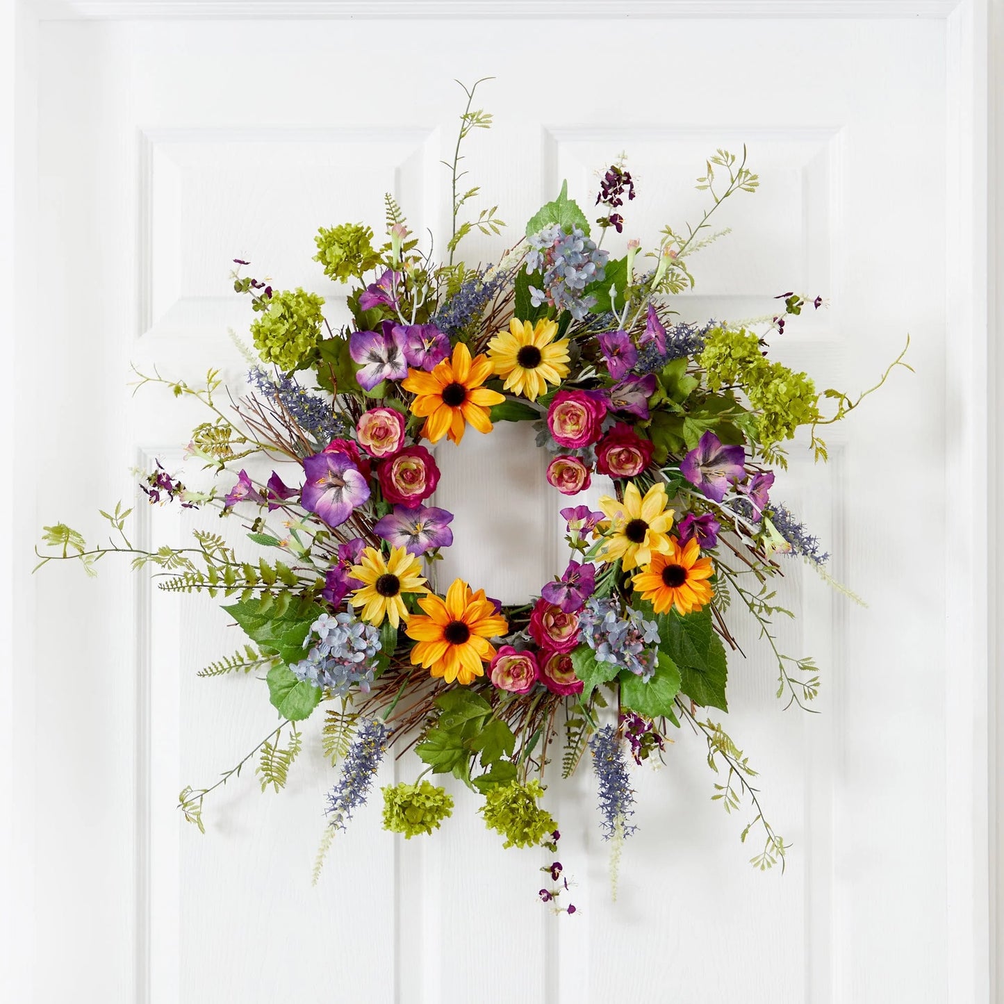 24" Spring Garden Wreath w/Twig Base